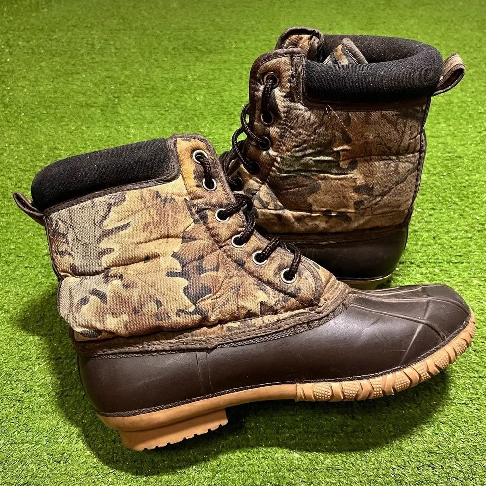 Vintage Camo‎ Duck Boots Mens SZ 9 Real Tree Thinsulate USA Made Hunting Outdoor